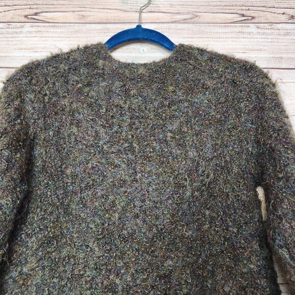 Vintage 80's 90's TEHEN France Mohair Blend Knit Pullover Sweater Cropped Brown - Picture 9 of 11
